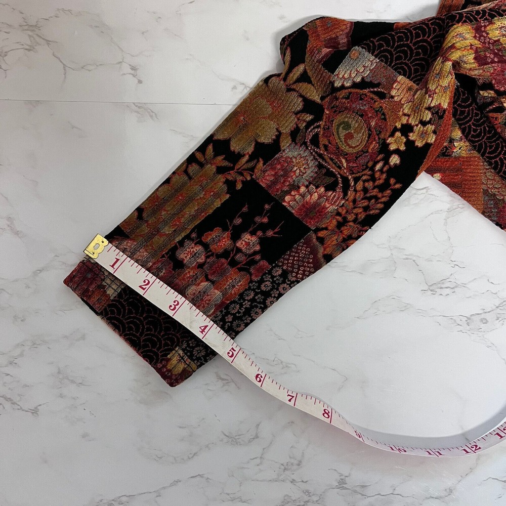Draper's & Damon's Women Small Black Multi Kimono Floral Theme Open Cardigan Top - Picture 15 of 15